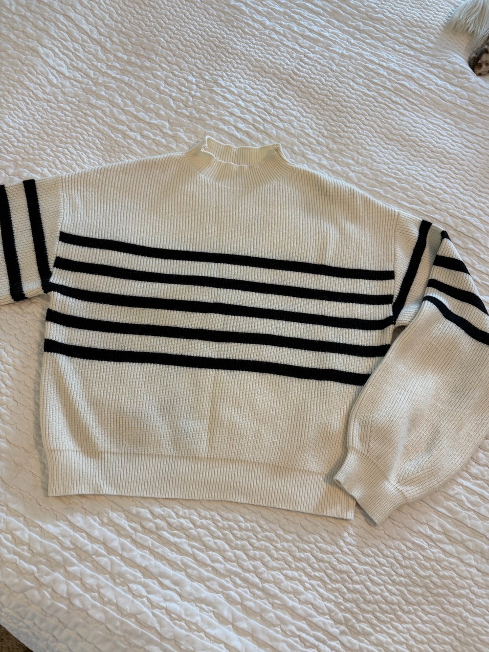 Zara, Girls’ Cream & Black Striped Sweater, Size 13-14